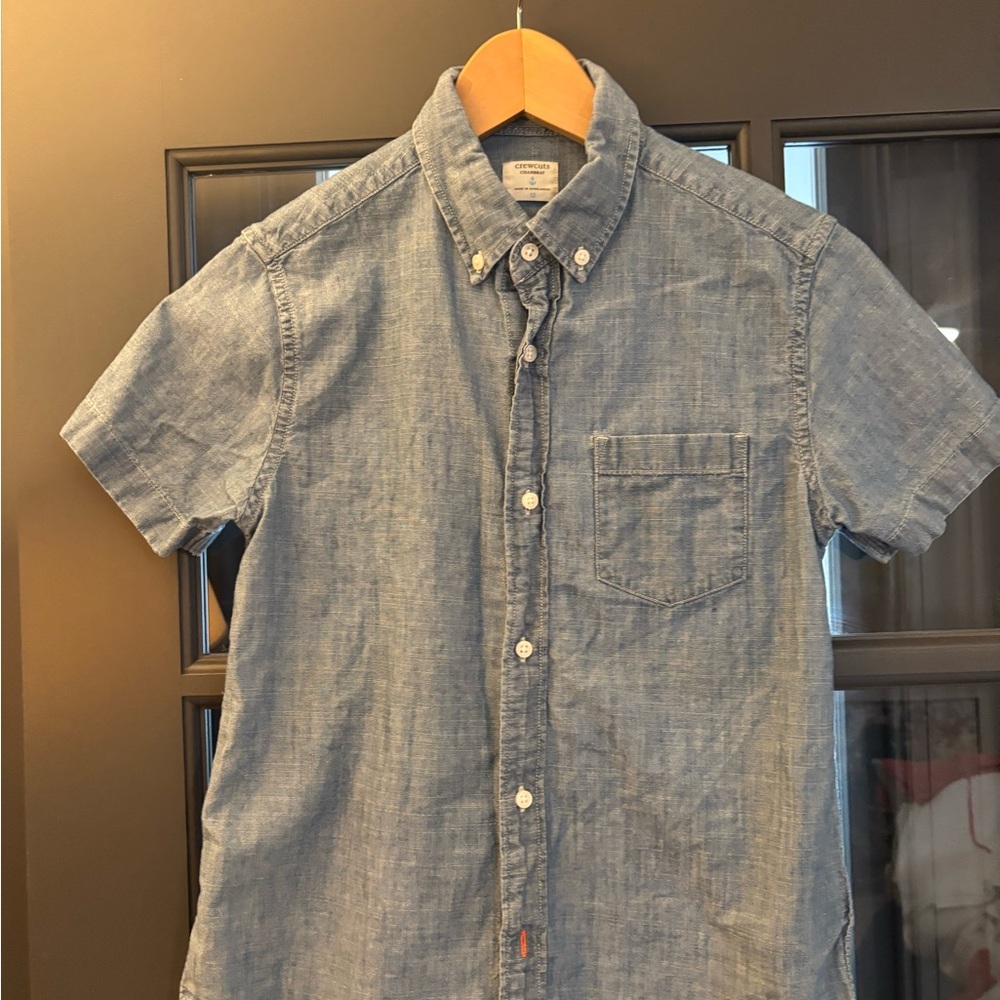 Crewcuts Boys’ Blue Chambray Short Sleeve Shirt